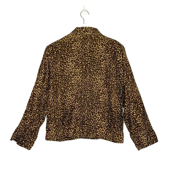 Vintage 90s {Painted Pony} Leopard Print Waxed Cotton Jacket Womens Medium - Picture 2 of 10